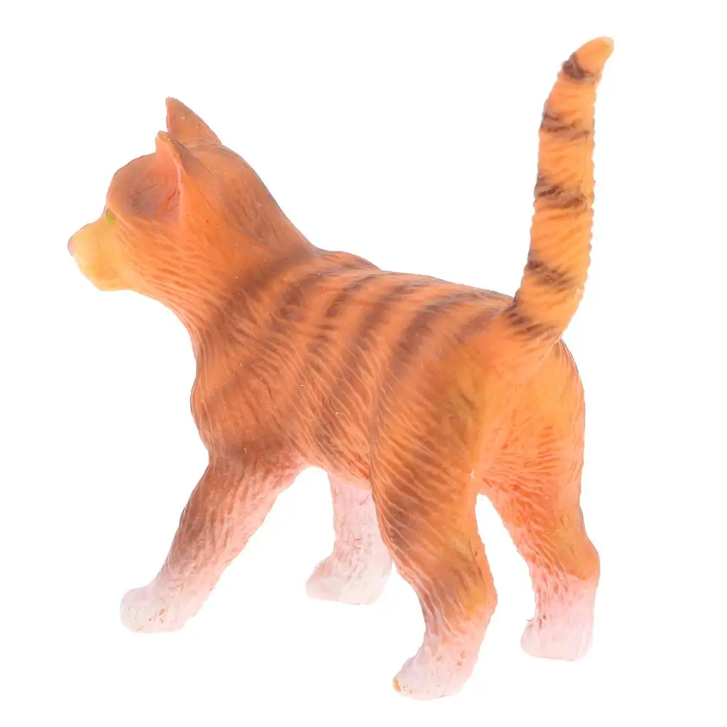 Plastic Lifelike Orange Cat Model Figure Toy for Kids Party Favor Presents