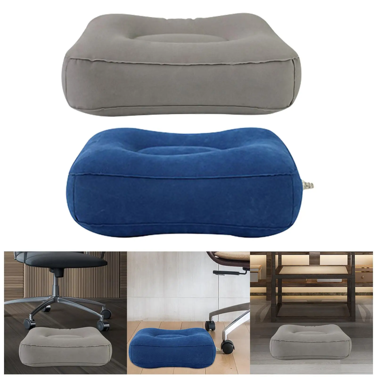 Inflatable Stool Ottoman Foot Rest Cushion Inflatable Foot Rest Mat Foot Rest Pillow for Train Home Plane Camping Mat 42x32x20cm