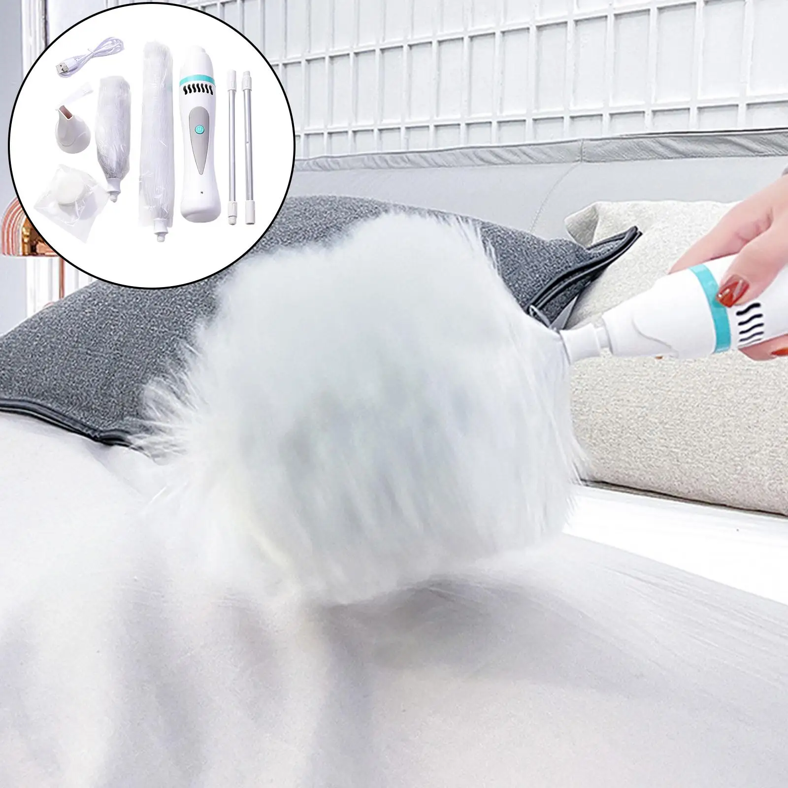 Electric Feather Duster Adjustable Dust Cleaner Cleaning Duster for Desktop