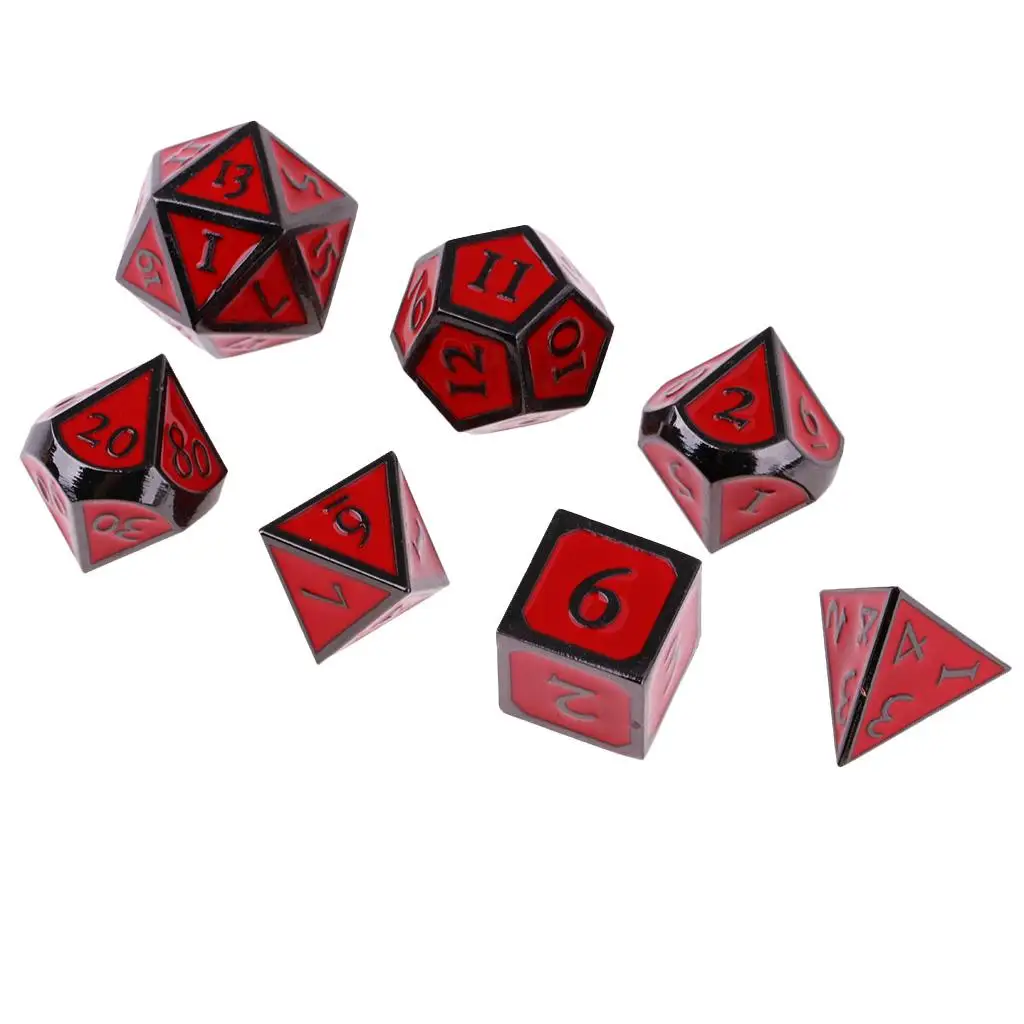 7 Pieces set Mini Polyhedral dice Set Red D8 D10 D12 D20 RPG