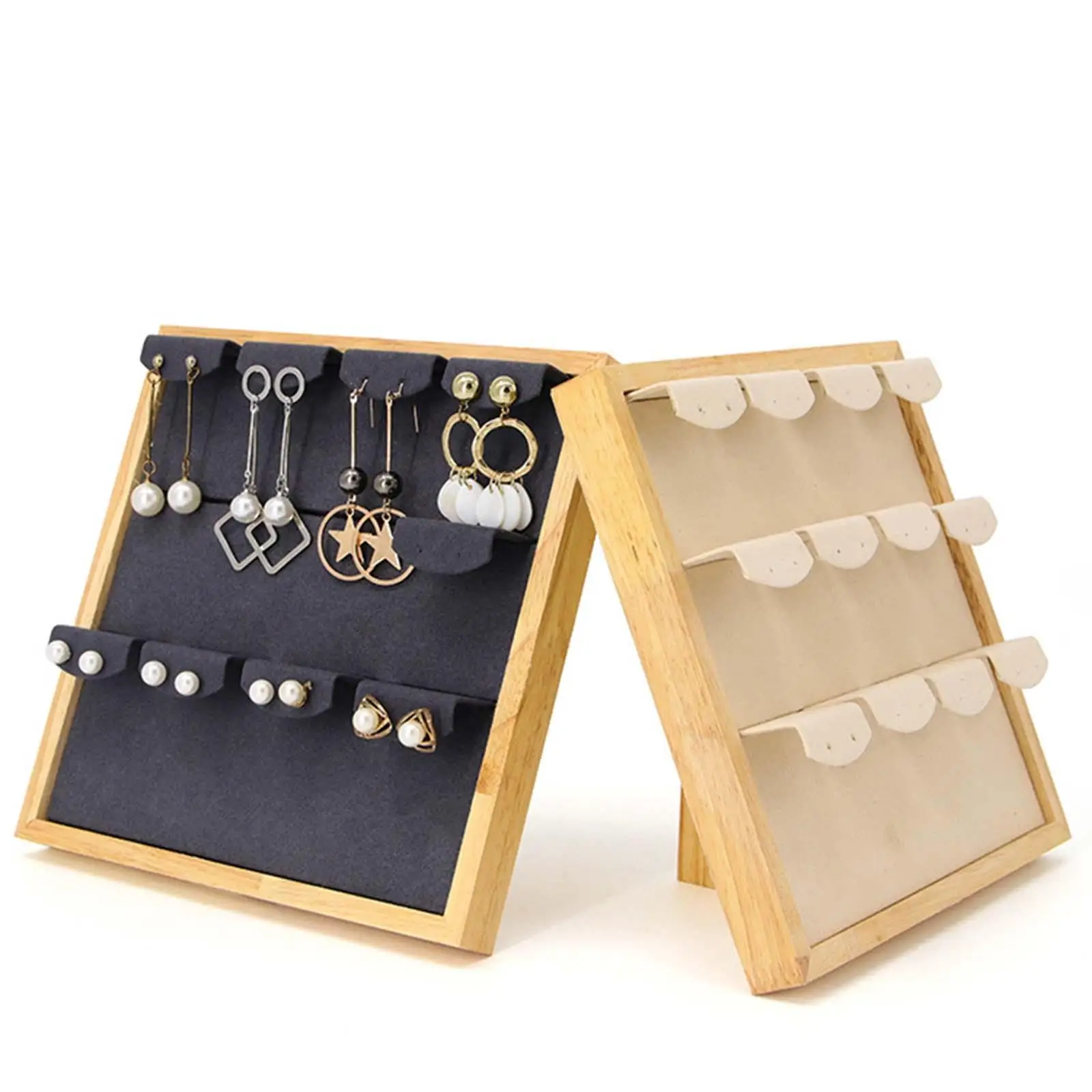 Earring Display Stand Holder Wooden Jewelry Organizer Rack for Decorative Exhibition Dresser Counter Girls and Women