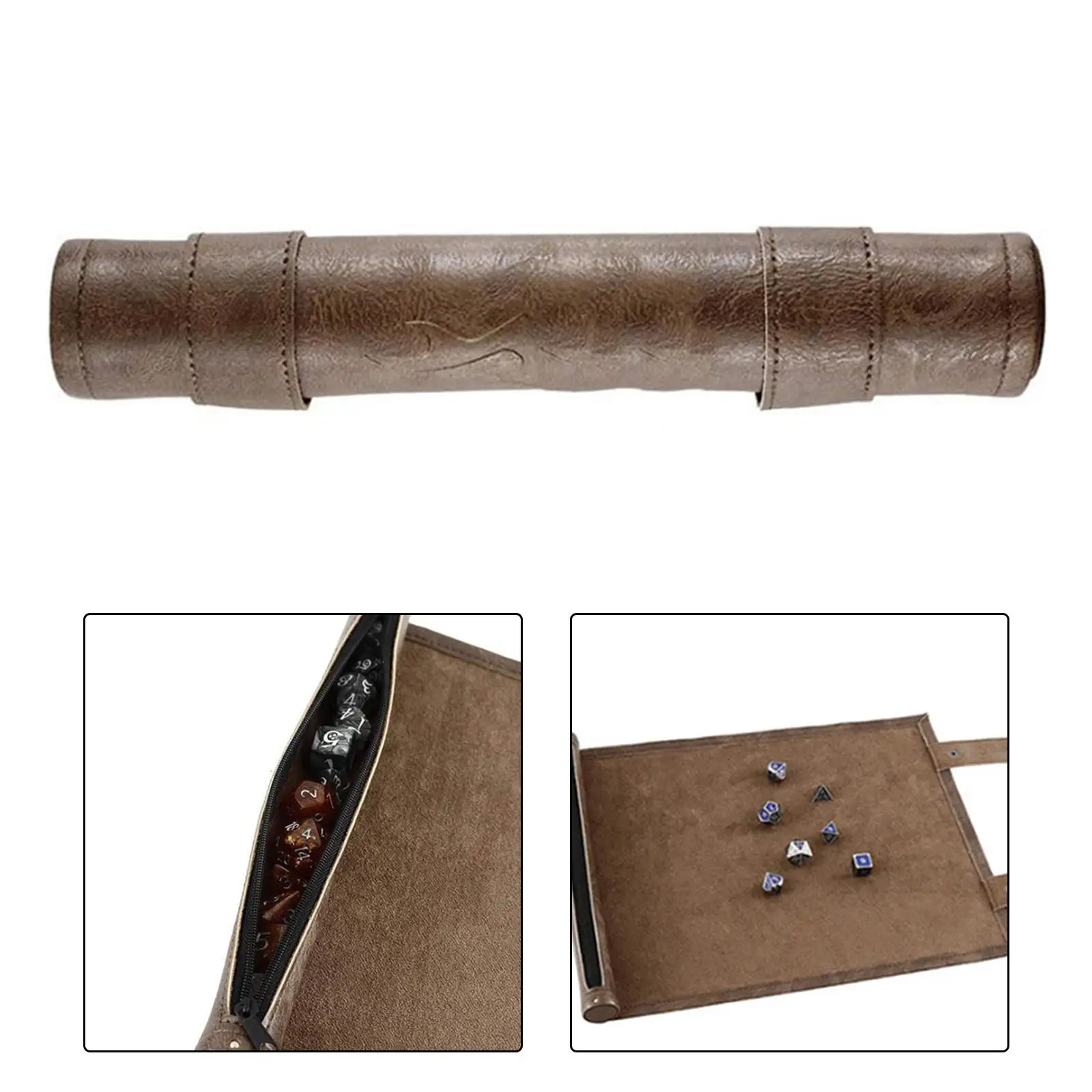 Folding Dice Rolling Tray Mat Scroll Storage Supplies Pouch Portable Holder Durable Bag for Outdoor Camping Traveling Party