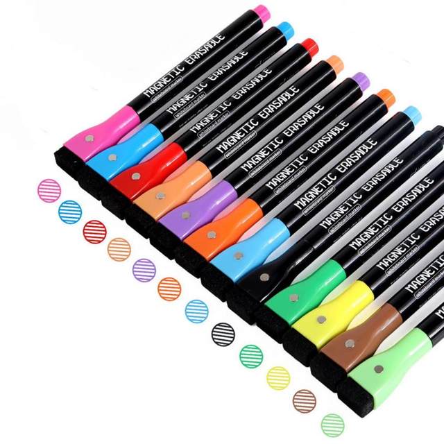 12Pcs Magnetic Liquid Marker Pen Dry Erase Highlighter Pen for Calendar  Planning Board Whiteboard Window/Mirror 12 Colors Planne - AliExpress