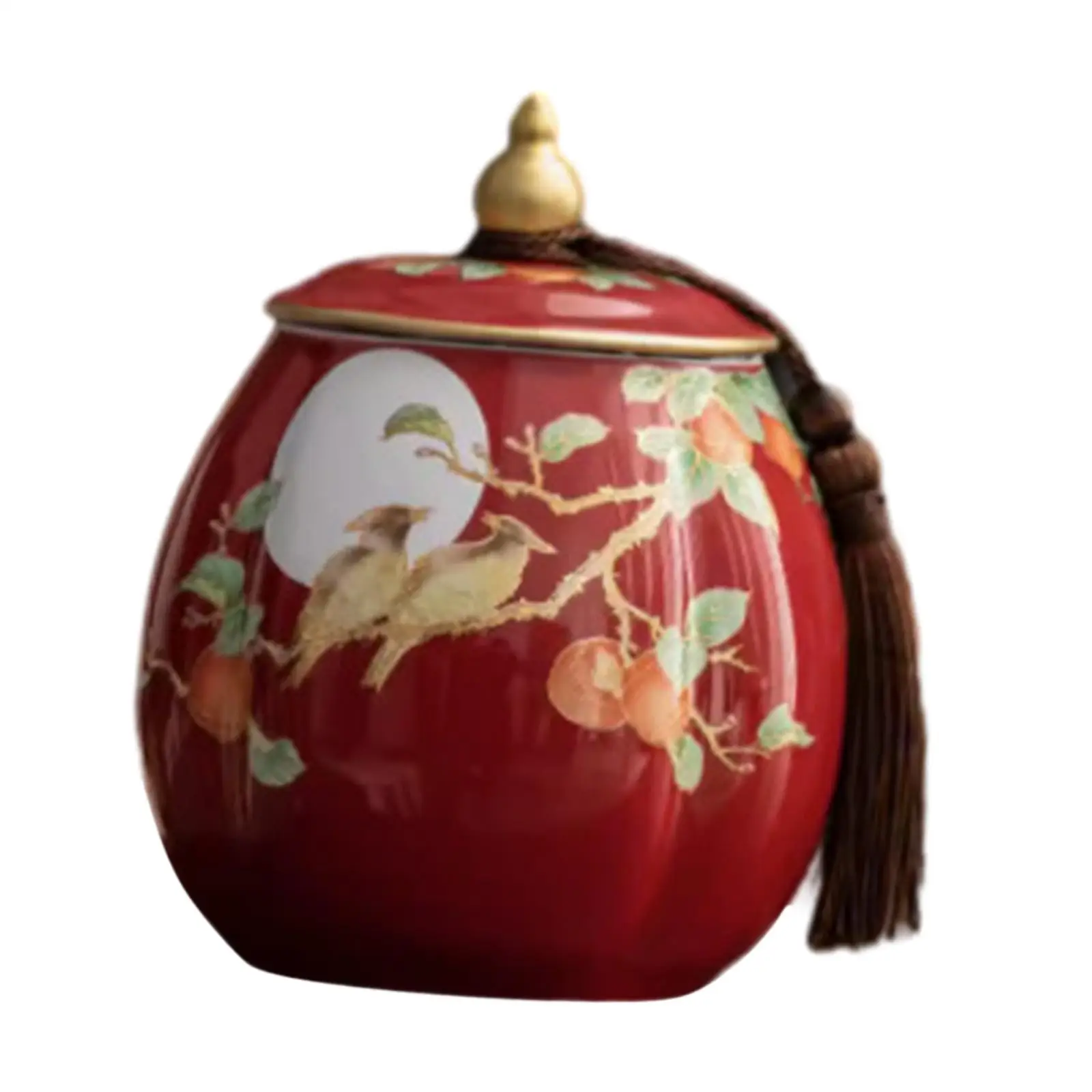 Tea Storage Bottle Jar Chinese Style Bright Colors Exquisite Smooth Ceramic Tea Canister for Sugar Loose Tea Decorations