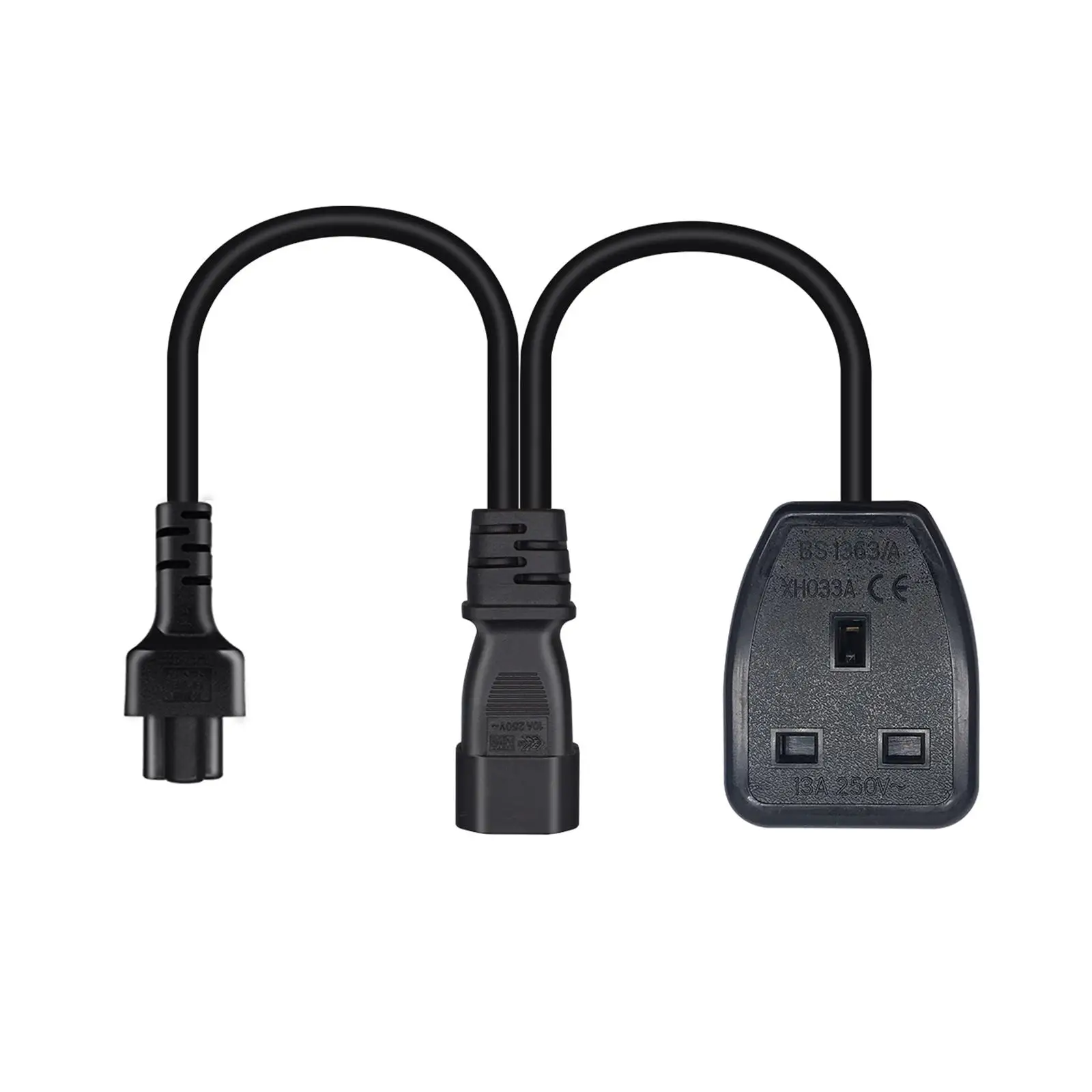 Y Splitter Power Cord C14 to  + UK 250V 2500W 0.32M 1ft Male to Female Black Adapter Cable Connector