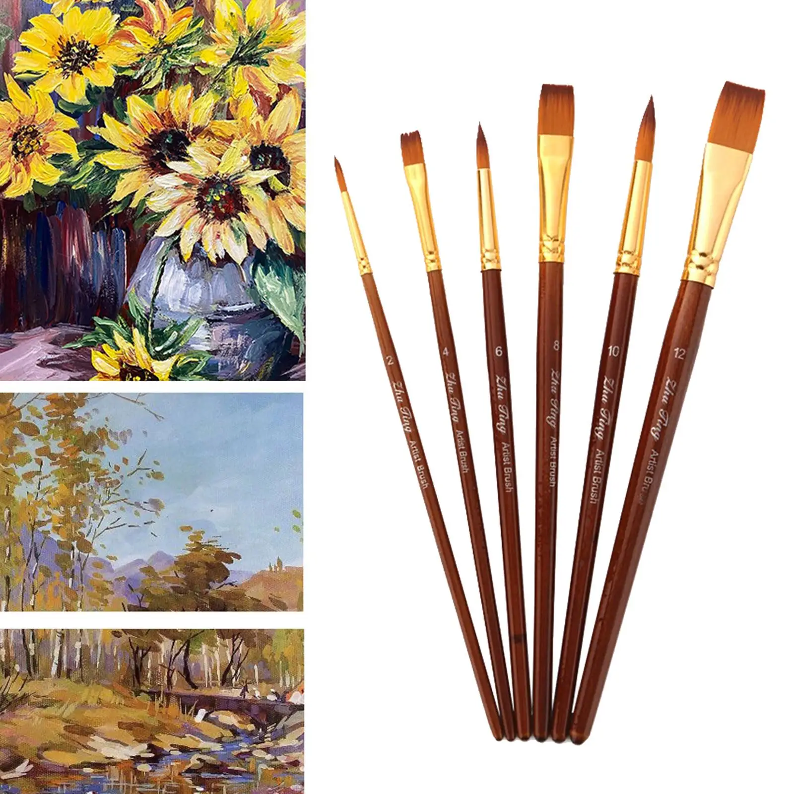 Nylon Hair Paint Brush Oil Painting  Drawing Art Supplies Tool