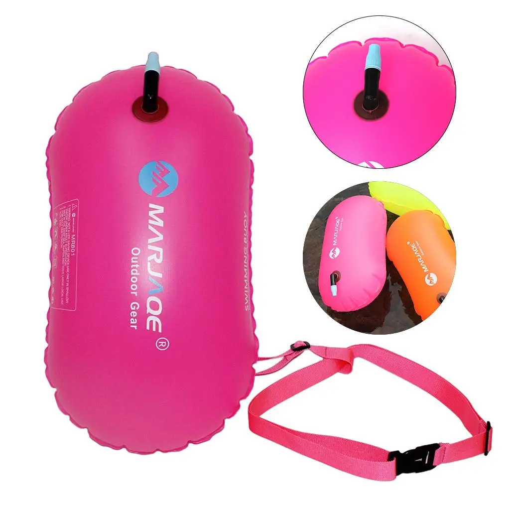 Lightweight Inflatable Safety Swim Buoy Tow Float w/ Waist Belt for Swimming Triathletes