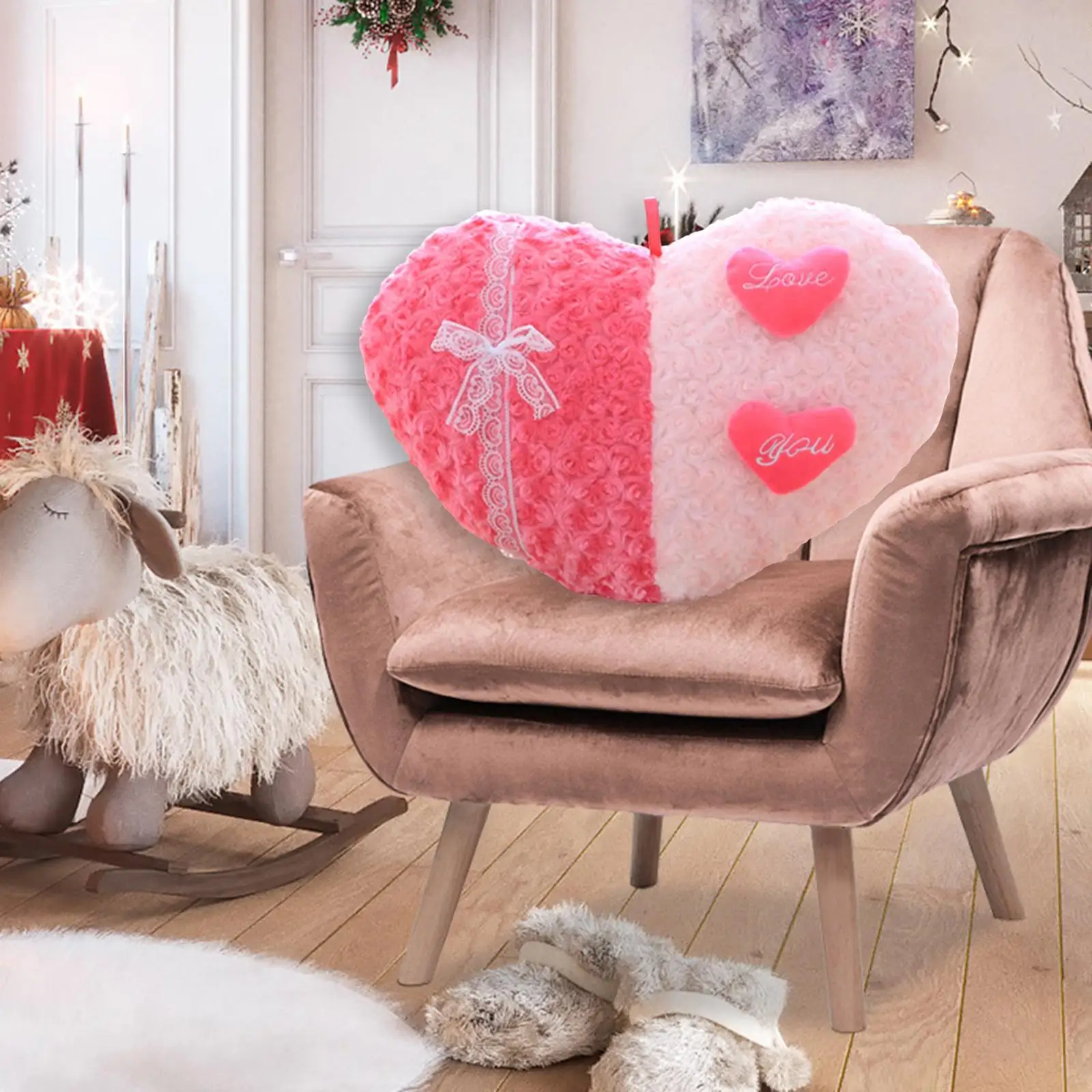 Cute Throw Pillow Heart Shaped Cushions Throw Home Decoration Housewarming Gift Pink for Living Room kids Room Couch