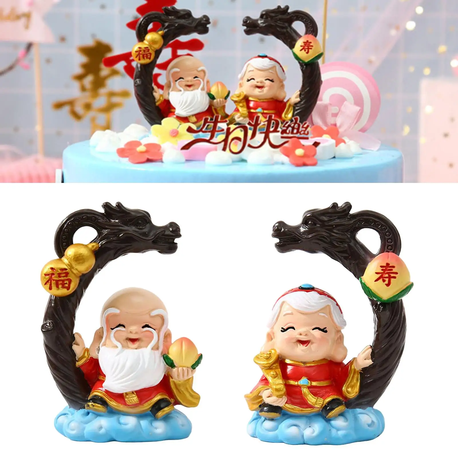 Elder Birthday Party Decoration Chinese Blessing Longevity Grandma Grandpa