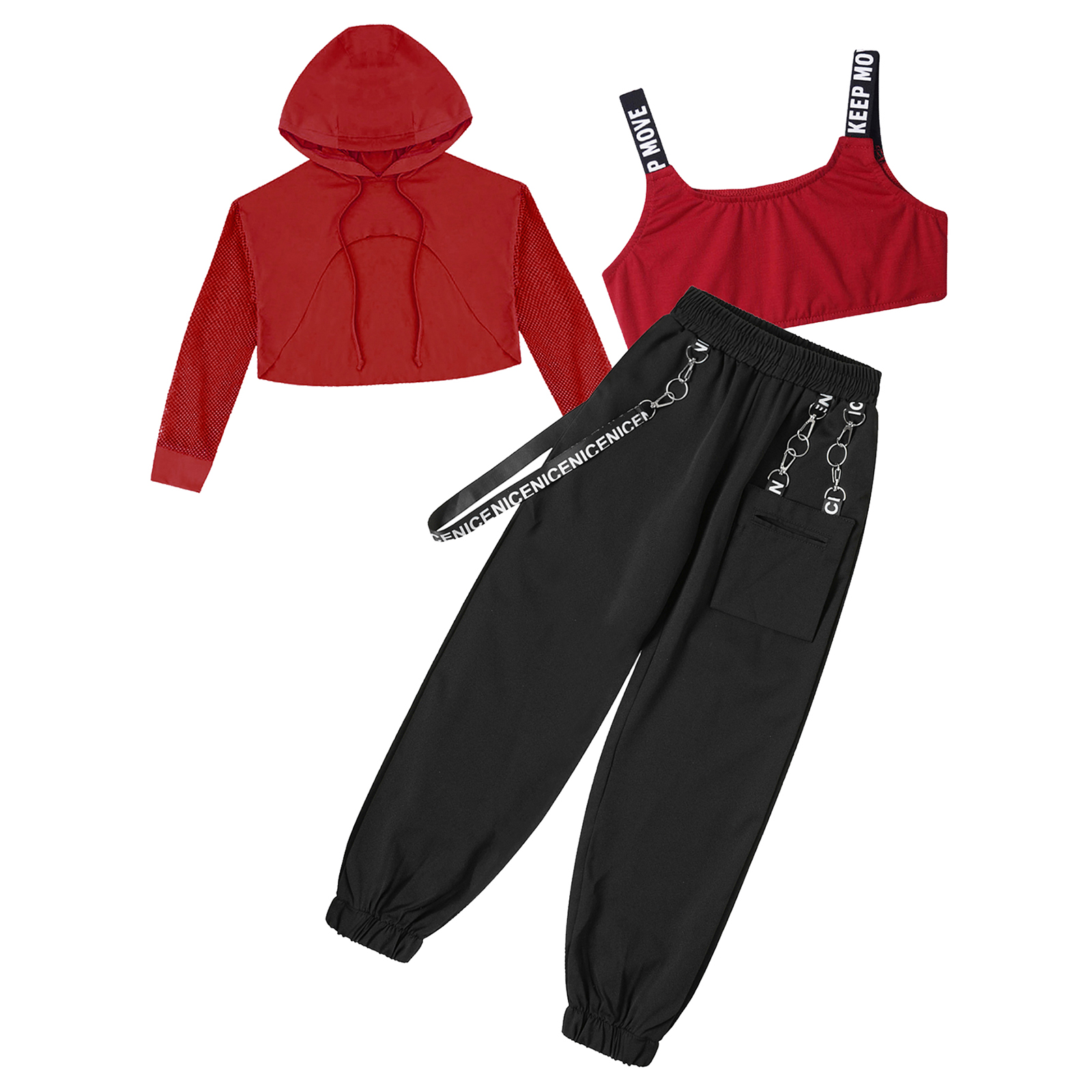 Kinder Mädchen Sportswear für Hip-Hop Jazz Dance Workout Skateboard ing Letter Print Kordel zug Kapuze Sweatshirt Weste Crop Top Hose – Detail 29