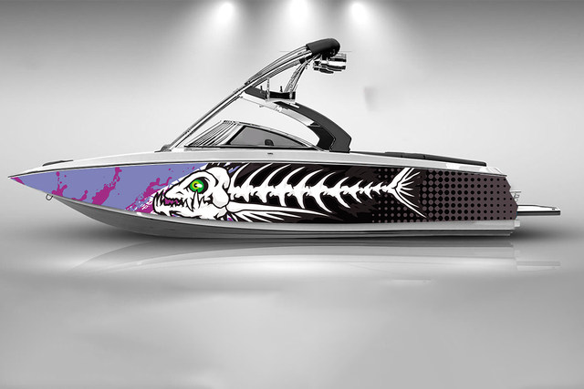 Fishbone Fish Boat Sticker Fashion Custom Fish Boat Sticker Vinyl  Waterproof Boat Wrap Graphic Boat Wrap Decal - Car Body Film - AliExpress