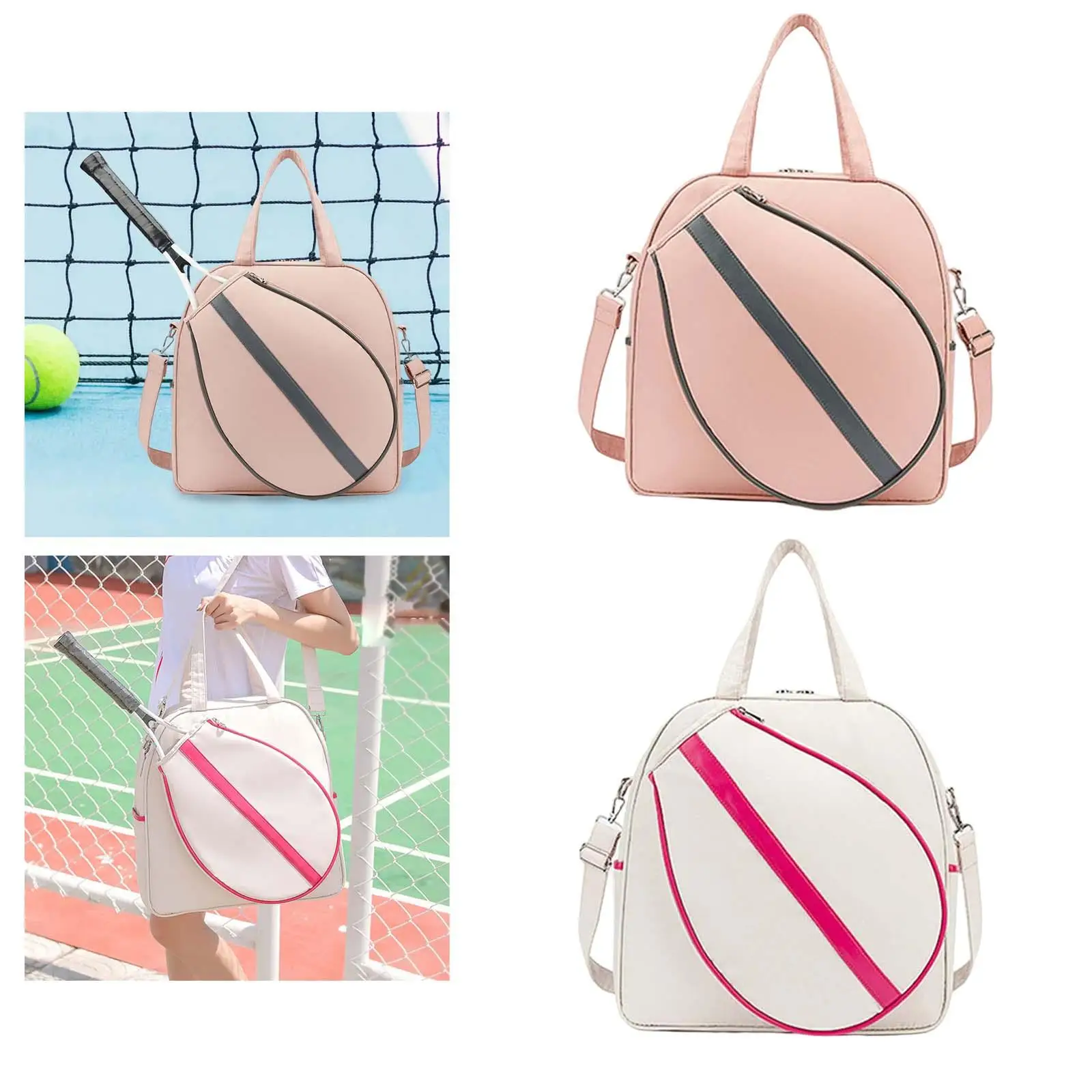 Tennis Tote, Tennis Racket Shoulder Bag, Large Tennis Bag with Zipper & Shoulder Strap for Badminton Racquet, Sport Tote for 