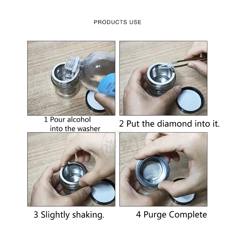 E0BF Diamond Washing Cup Cleaning Glass Jar Bottle with Metal Sieve Cleaner