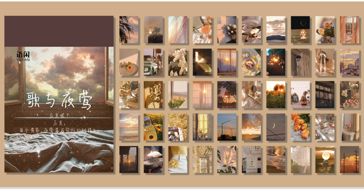 50 Sheets Rose Decorative Stickers Landscape Scrapbooking Diary Album Stationery Painting Stick Labels