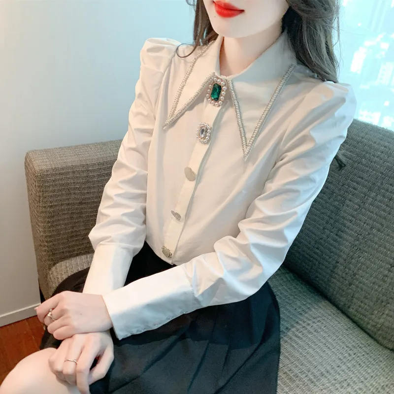mulheres, blusa de escritório de manga comprida