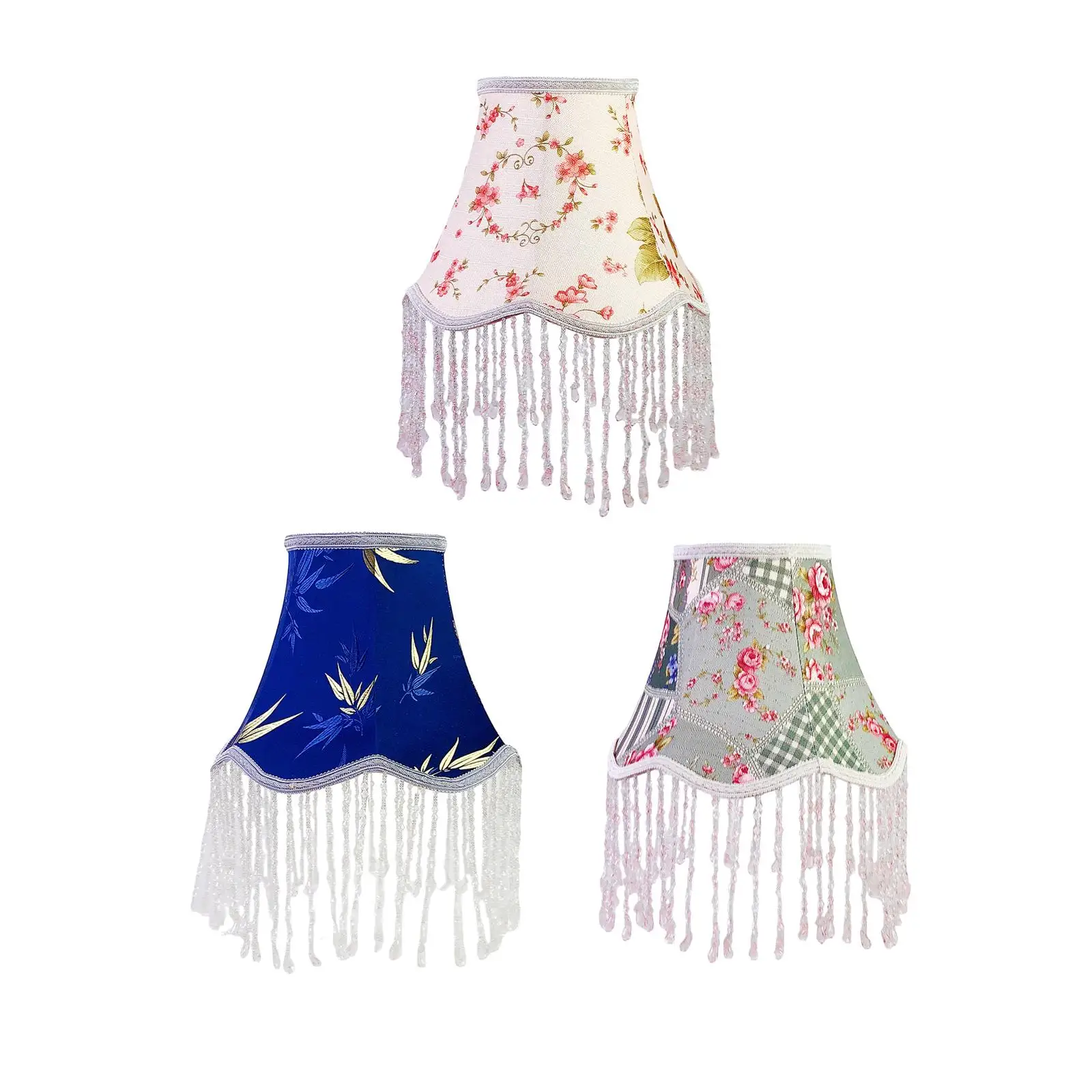 European Lampshade Vintage Fringe Beads Lamp Shade for Bedroom Cafe Home