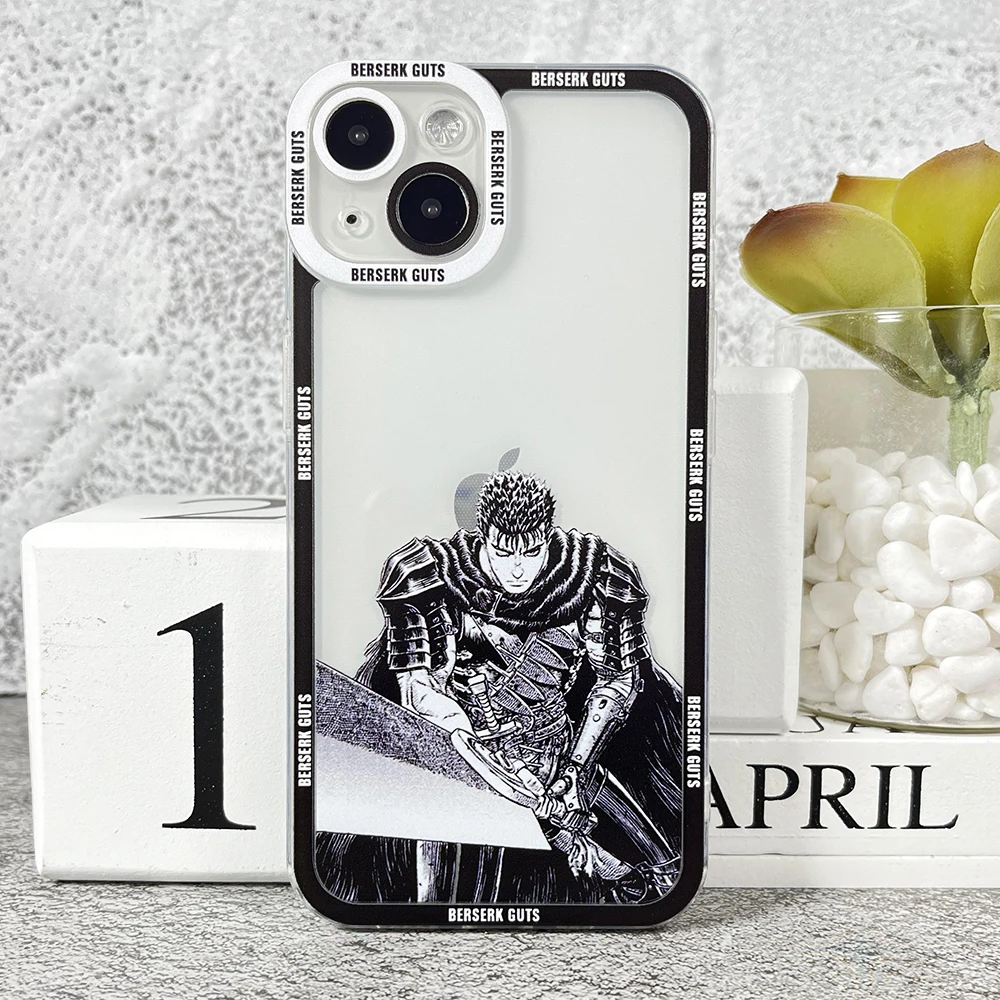 Berserk Guts Anime Phone Case For iPhone 14 13 12 11 Pro Max Mini XS X XR SE 7 8 Plus Soft Cover- S9a4eda400b1947bf879214c5ce698db2y
