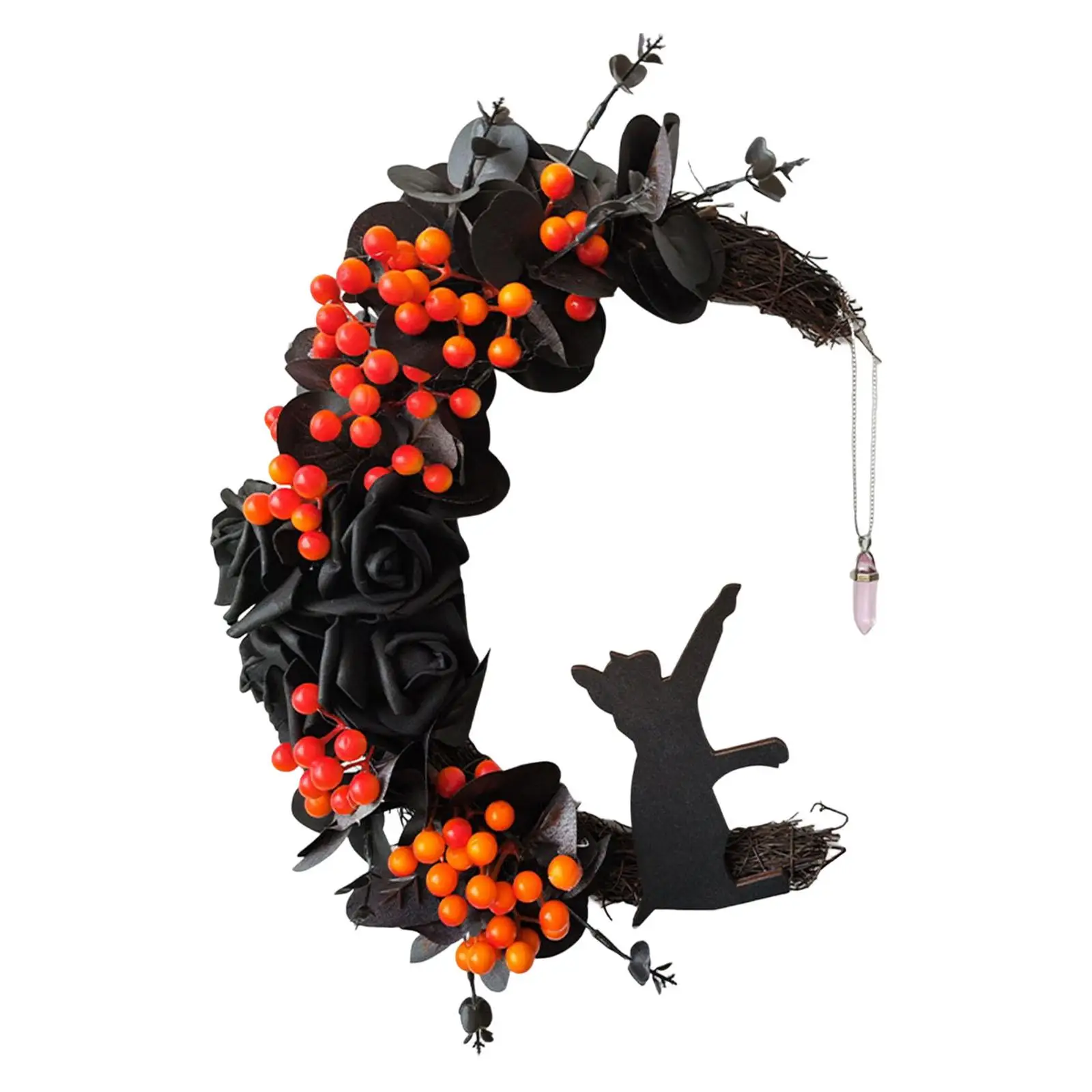 Artificial Cat Wreath Hanging Outside Decorations Wall Party Decor Wedding for Home Halloween Easter Fall Spring