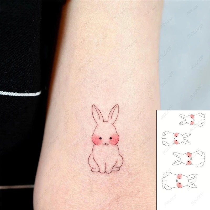 Best of Temporary Tattoo Sticker Cartoon Cute Shy Bunny Animal Chinese Japanese Text Waterproof Art Fake Tattoos Flash Tatoos Men Women Reviews & Tips