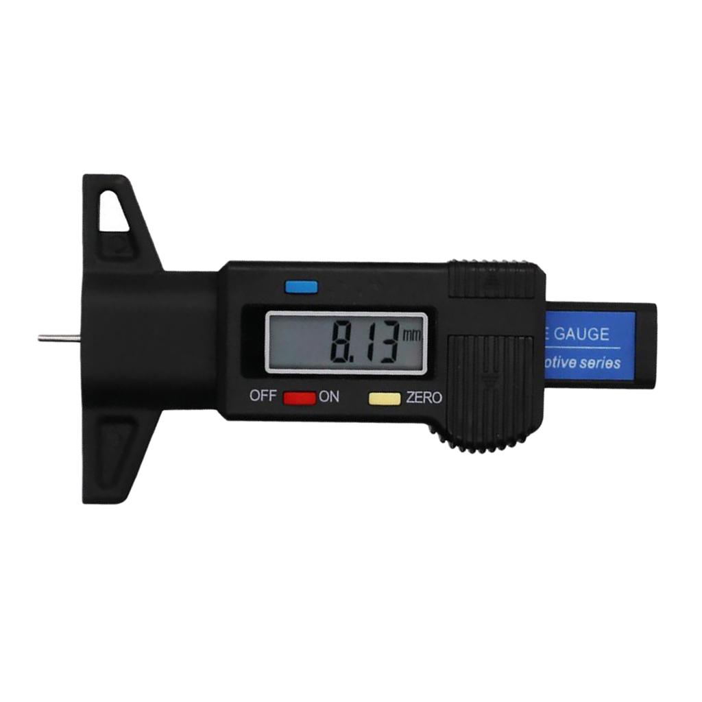 Black Electronic Tire Tread Depth Gauge  Checker Brake Pad Shoe