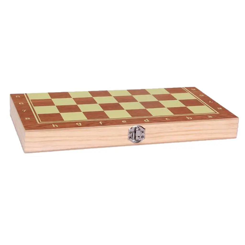 Folding 15.3 Inch Wooden Chess, Checkers And Backgammon ,