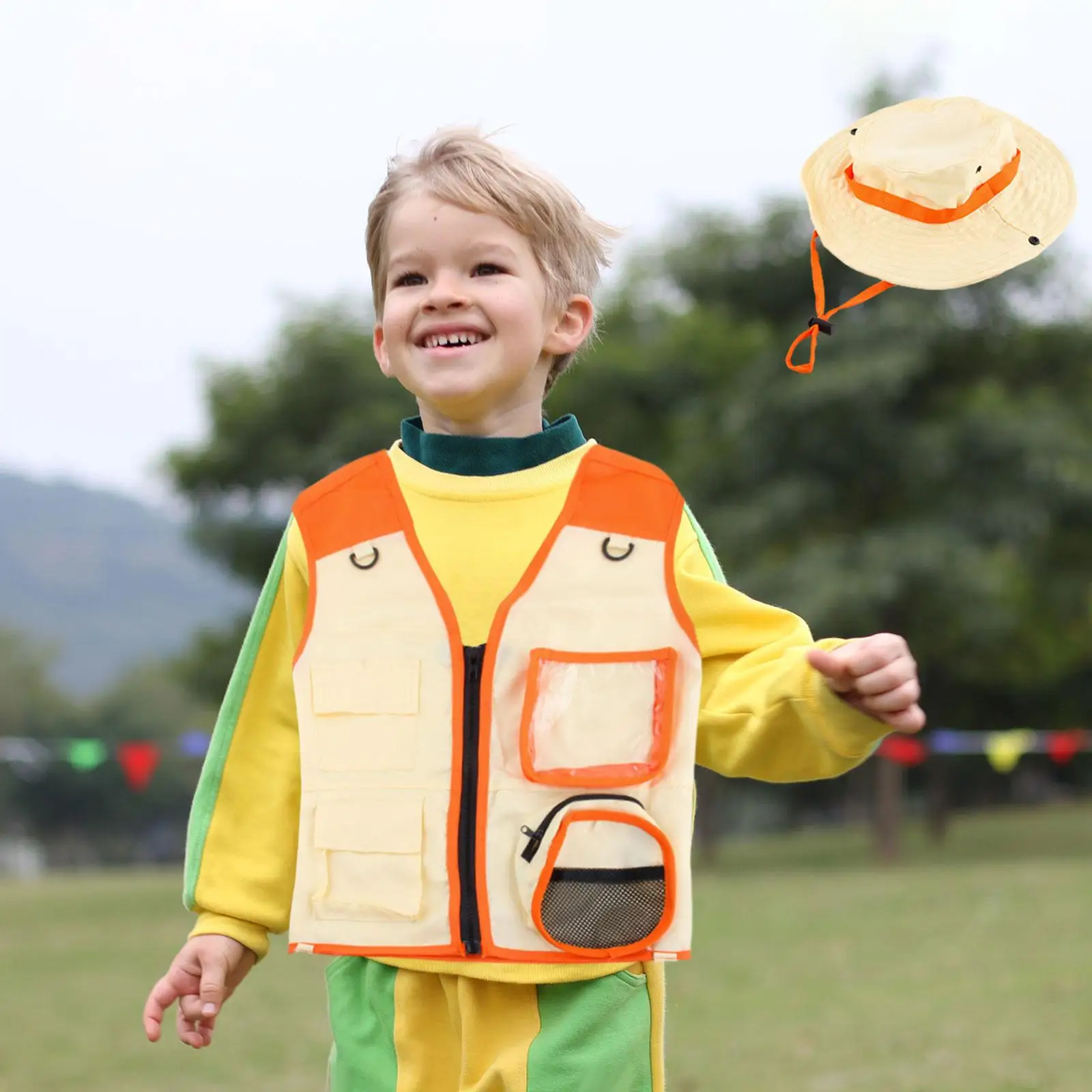 Kids Explorer Costume Kit Vest and Hat Set Role Play Costumes for Children