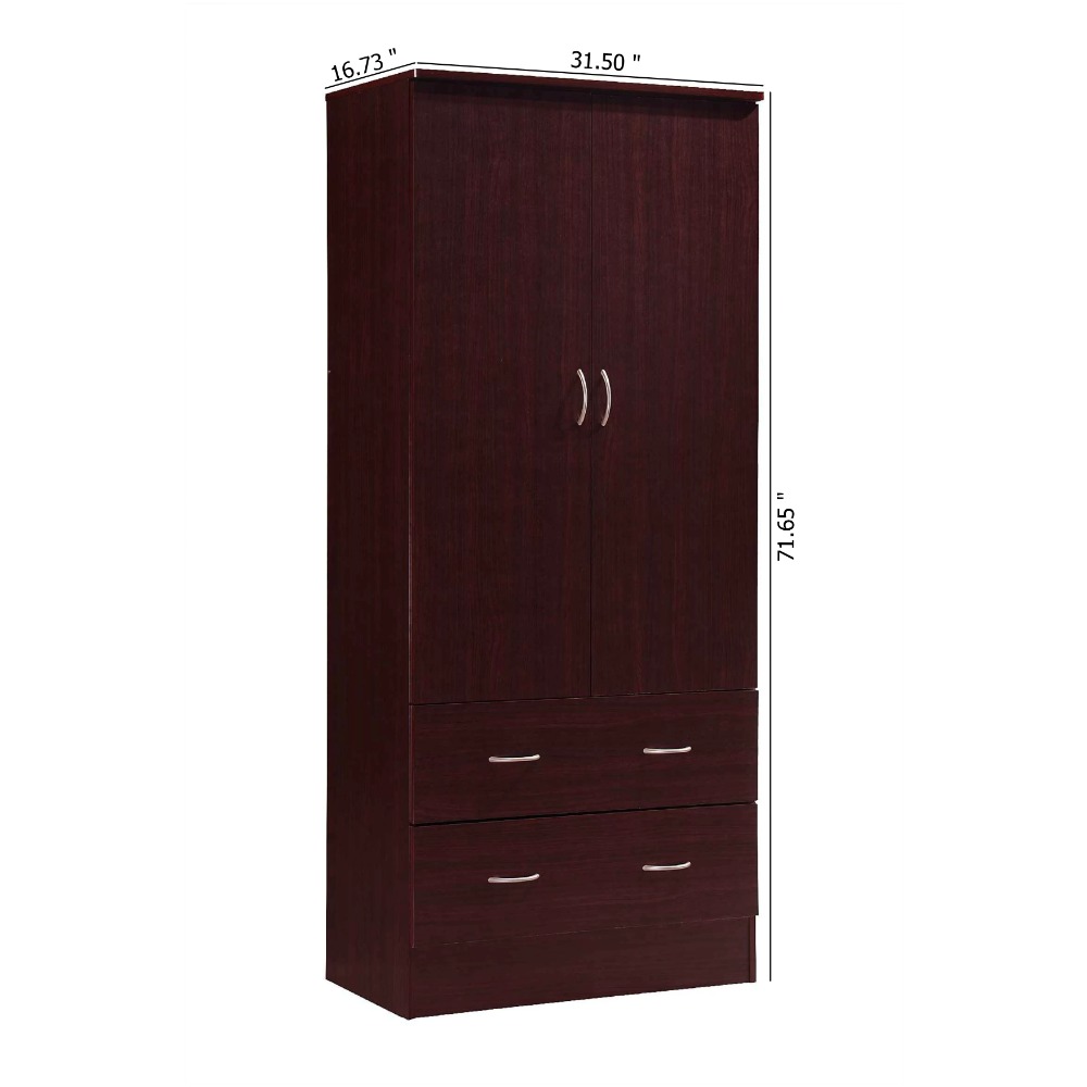 Title 5, Hodedah Two Door Wardrobe with Two Drawers and ...