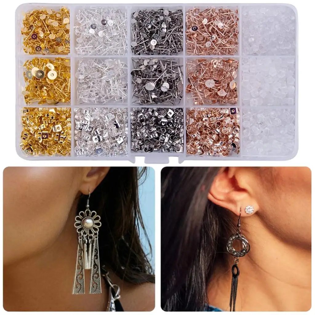 2600Pcs Earring Posts  Earring Studs Earrings Pins  Earrings Findings for DIY Earring Making Findings (4mm & 6mm)