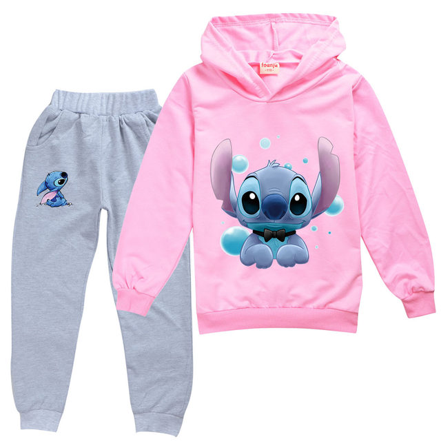 Lilo & Stitch set di abbigliamento per ragazza Kid felpa con cappuccio felpe  con cappuccio abbigliamento Casual per la famiglia vestito ragazzi Pullover  top bambini piccoli