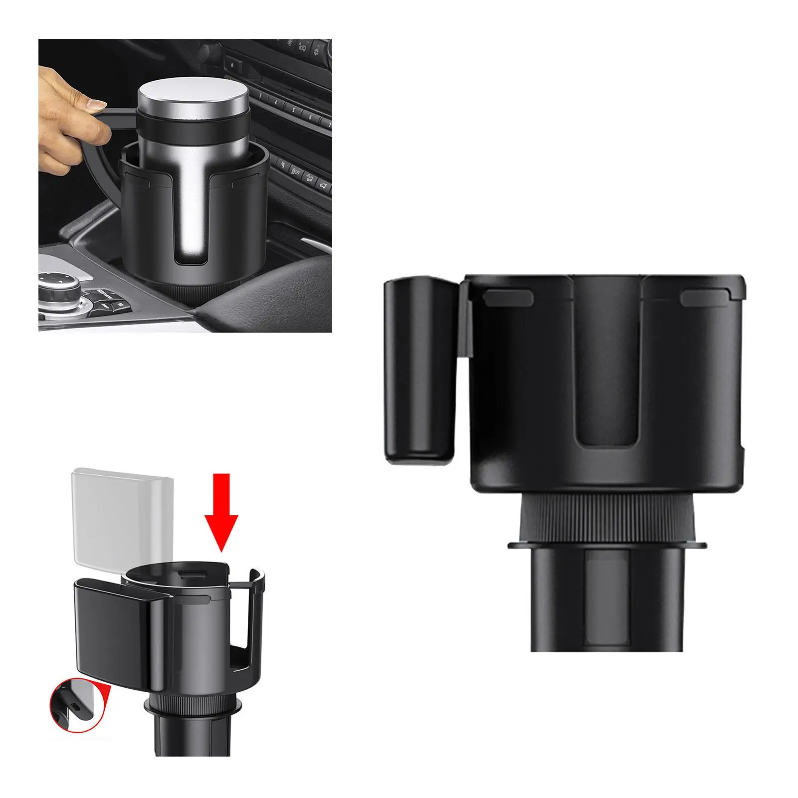 Car Cup Holder Expander Adapter with Phone Mount 2 in 1 for Car Easy to Install