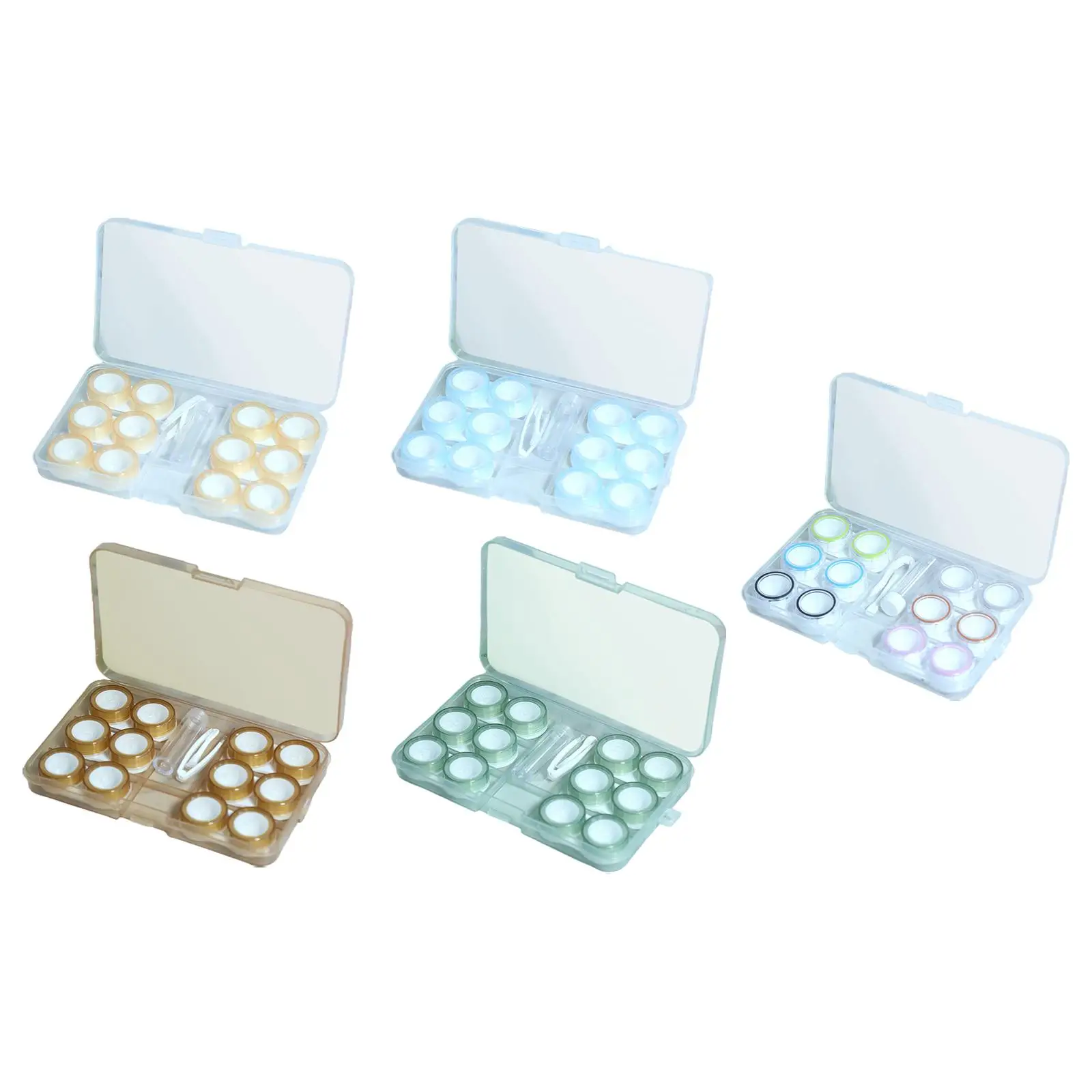 Portable 6 Pairs Contact Lens Case Set Small Size Convenient with Anti Leaking Silicone Seals Durable Sturdy for Women