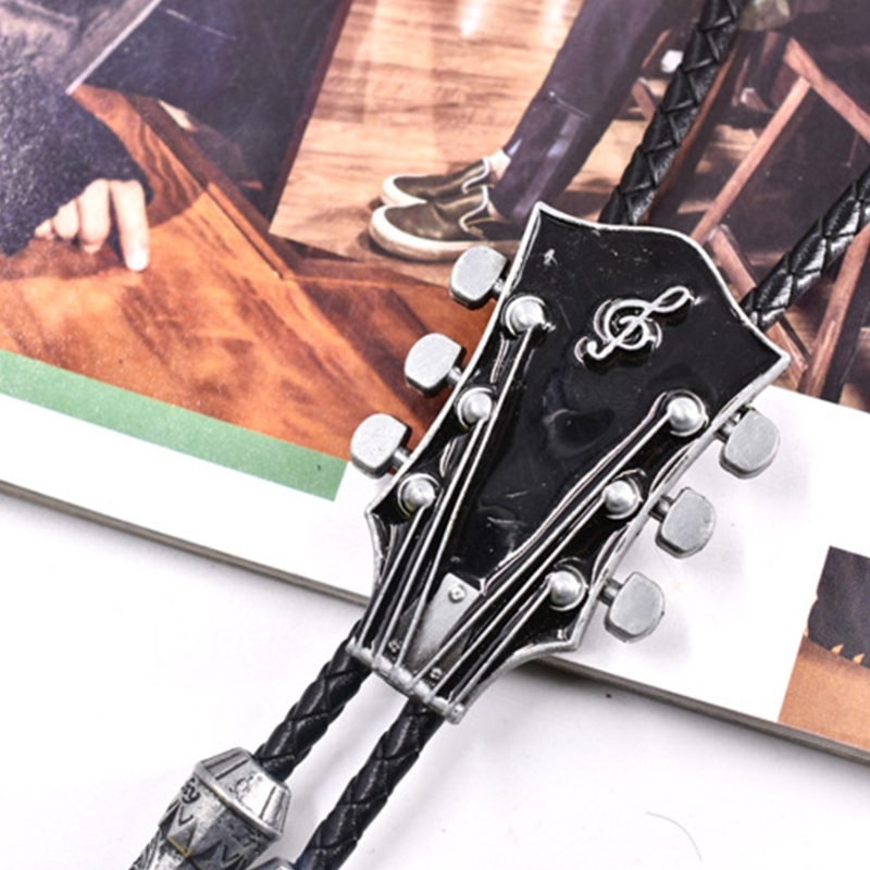 Western Bolo Krawatte Gaitar Bolo Krawatte Cowboy Leder Krawatte Moranse Bolo Krawatte Gaitar Musik Halskette Pullover Kette Halskette Dxaa – Detail 6