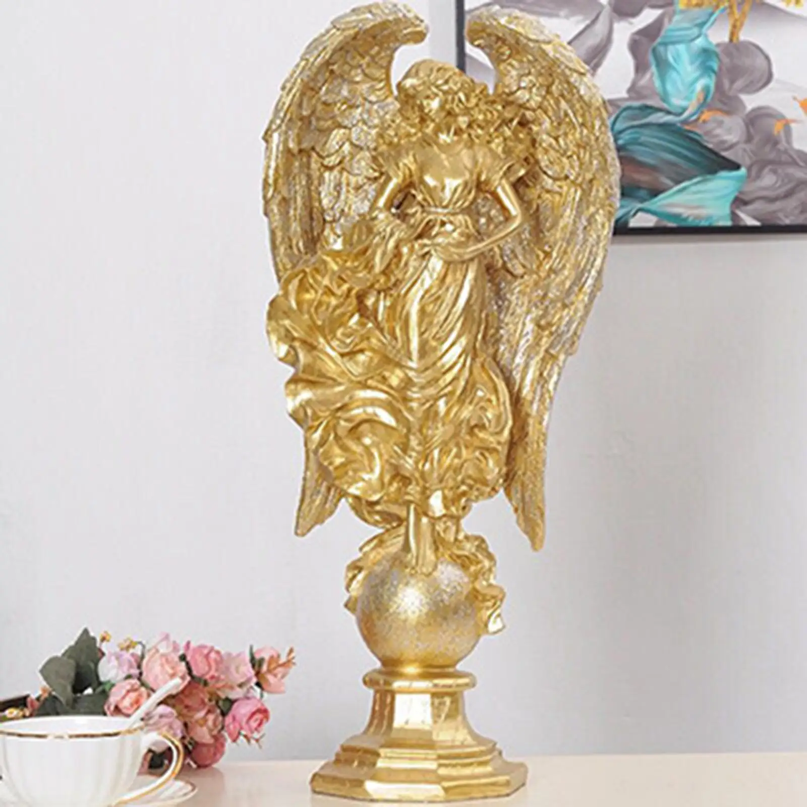 Angel Figurine Sculpture Art Crafts Desktop Garden Decoration Artwork Gift