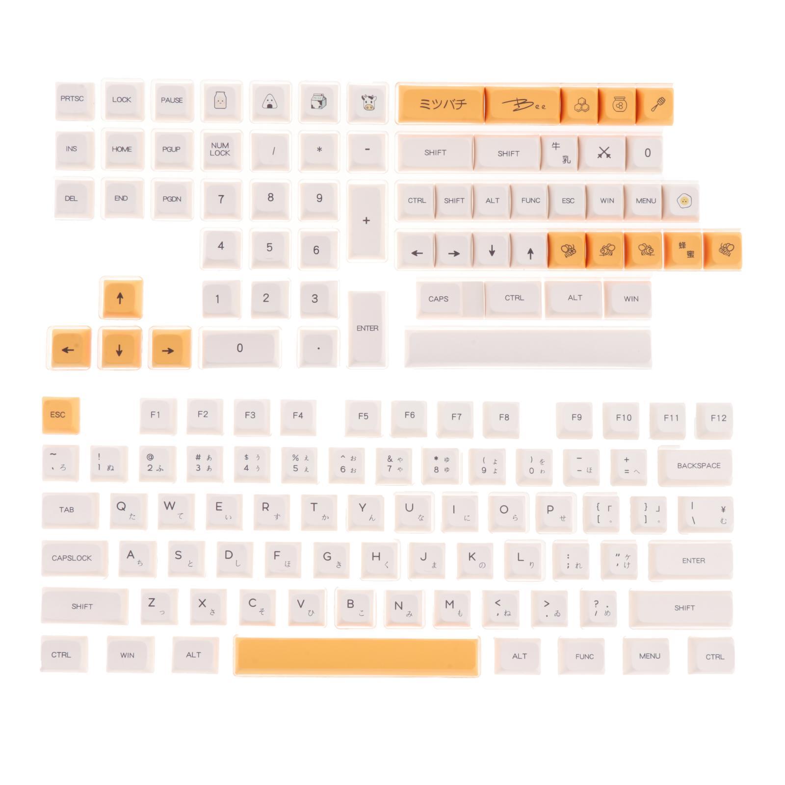 140-Key PBT Keycaps Kit Xda Profile Yellow Replacement for Mechanical Keyboards for Cherry 61/68/82 Compact Layout Keyboards