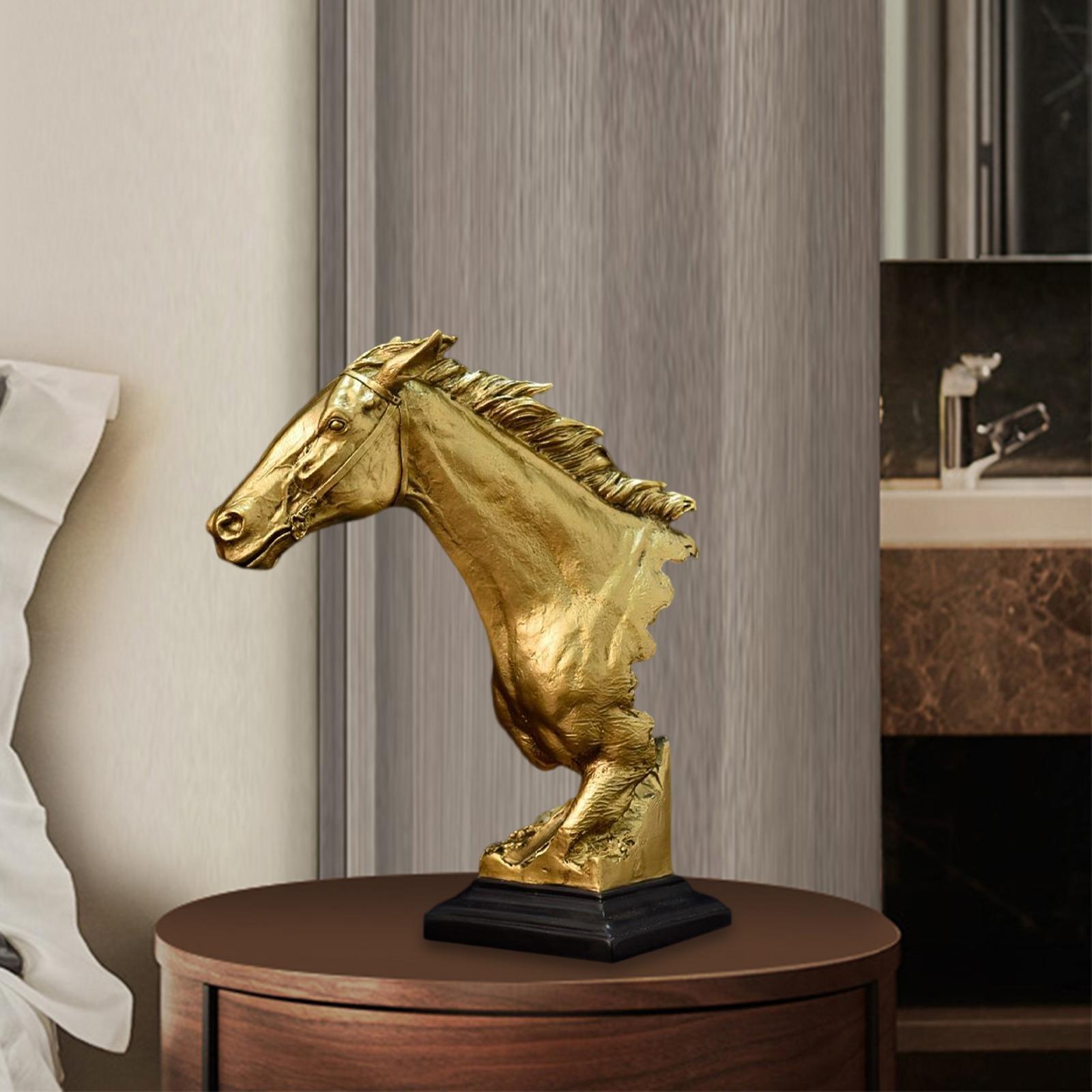 Horse Head Statue Animal Figurines for Dining Room Bookcases Tabletop Bedside Table