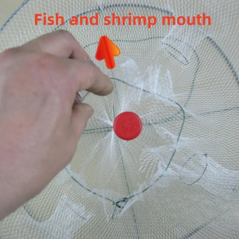 1pcs Foldable Fishing Shrimp Fish Crab Bait Net Trap 4 Holes Crayfish Lobster Fishnet Cast Dip Cage 33*12cm