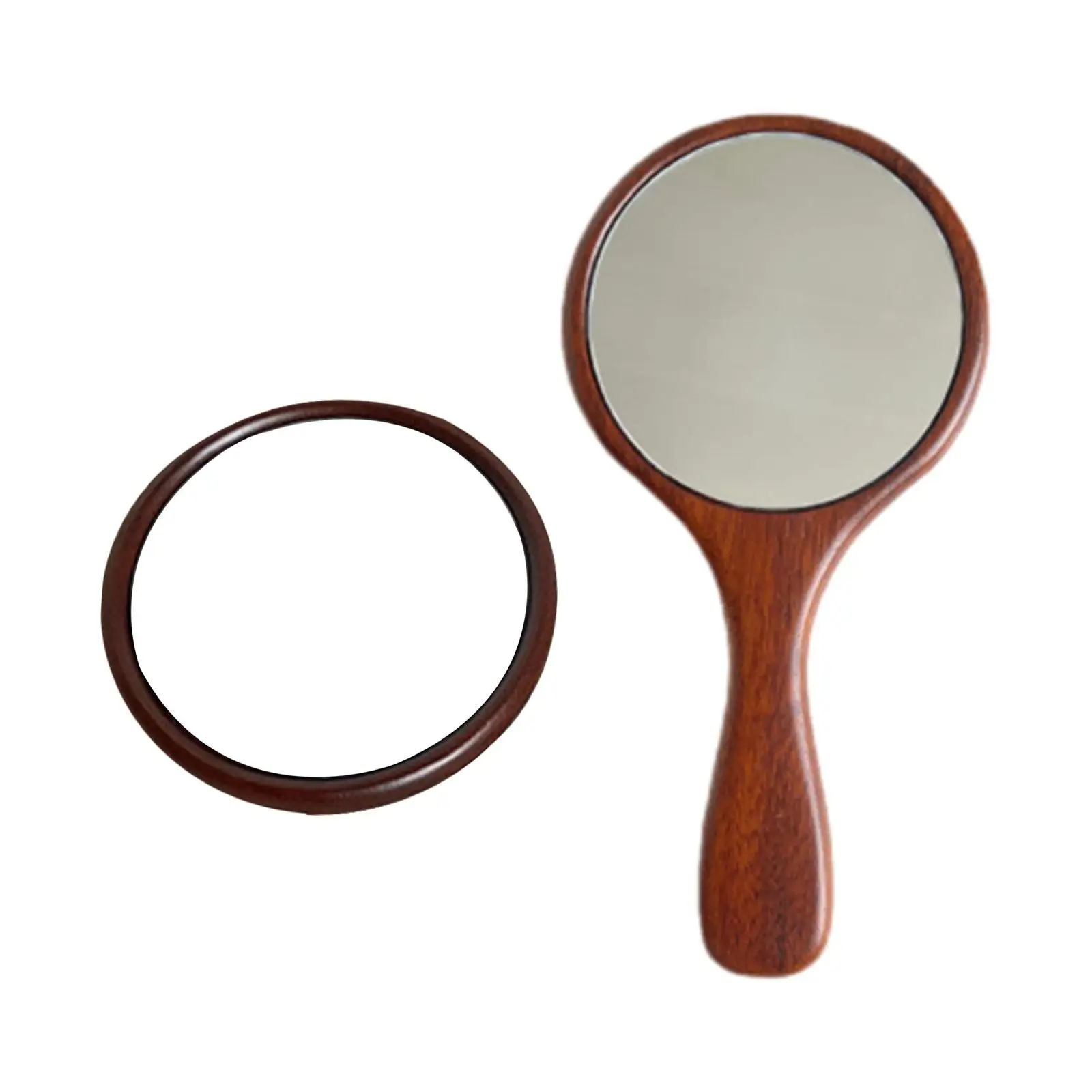 Small Makeup Mirror Wooden Decorative Salon Hairdresser Plain Mirror Handheld Mirror for Dressing Table Barbers Desk Bedroom