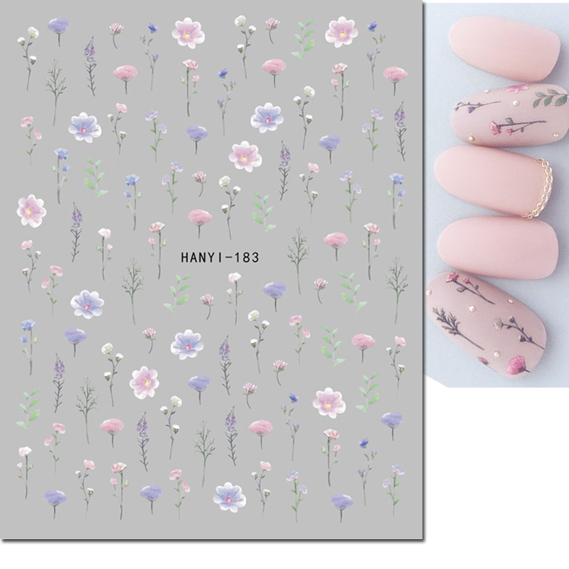 Best of 3d Nail Art Decals Purple Pink Dry Botanical Flowers Adhesive Sliders Nail Stickers For Nail Tips Decoration Reviews & Tips