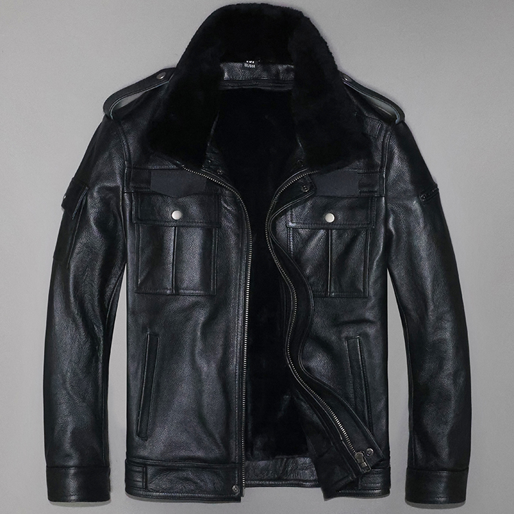 Description Picture 6 of item2023 Men's Autumn Winter New Natural Cowhide Leather Coats Male Slim Fit Short Overcoats Men Genuine Cow Leather Jackets F402