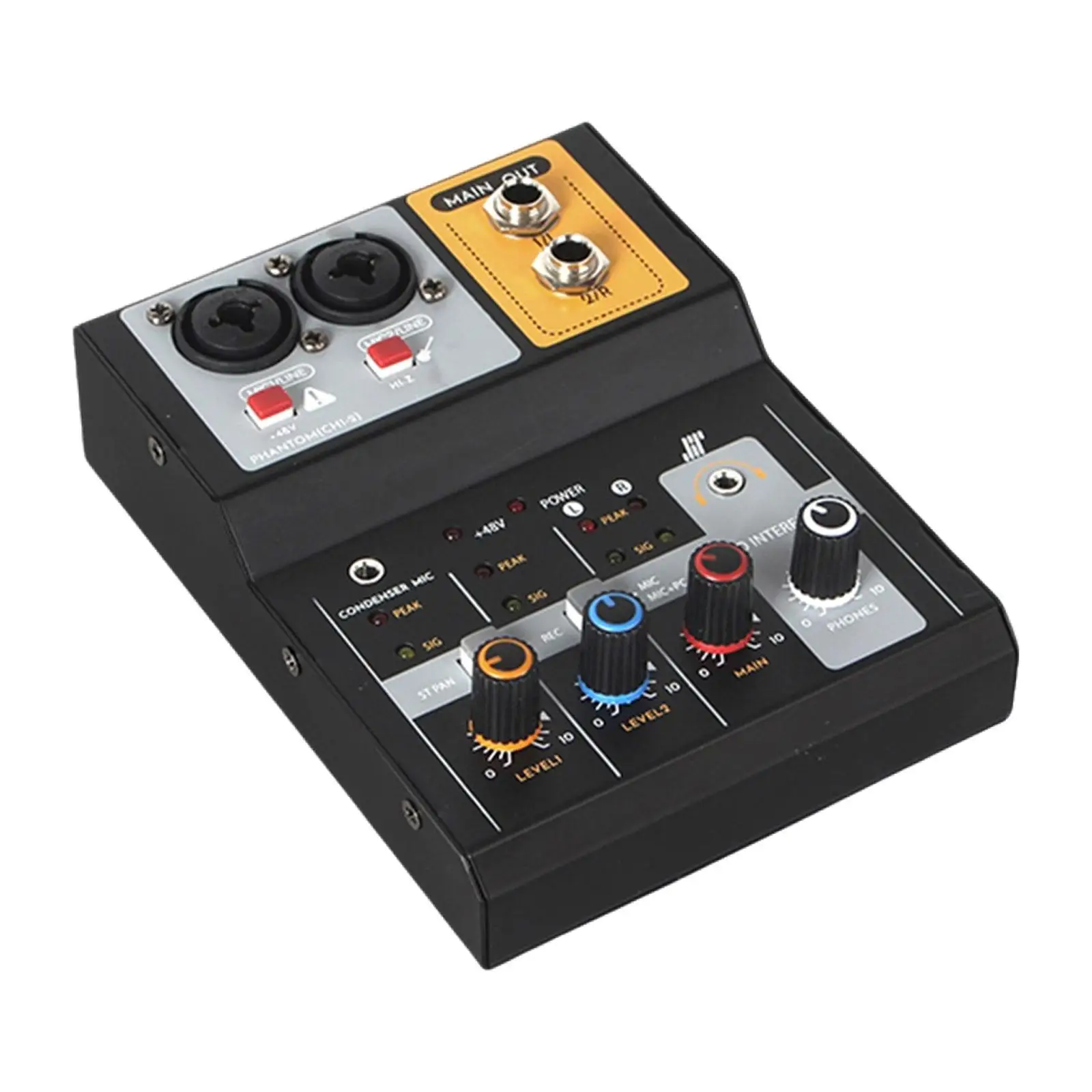 Mini Sound Board Console with 16 Bit 48KHz Audio Resolution Portable Audio Mixer for Studio Show Live Broadcast Music Recording