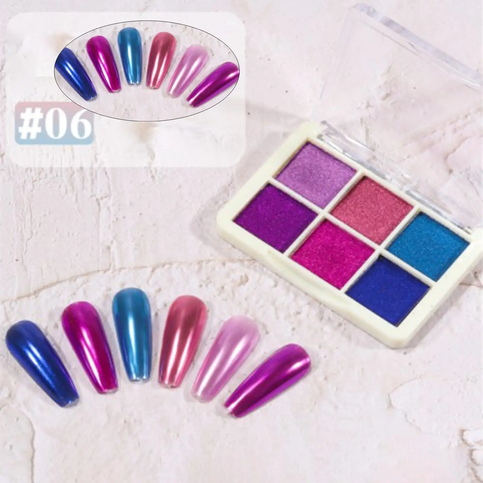 6 Colors Nail Powder Polish Pigment Holo  for Salon Art Decoration Holographic Nail Glitter
