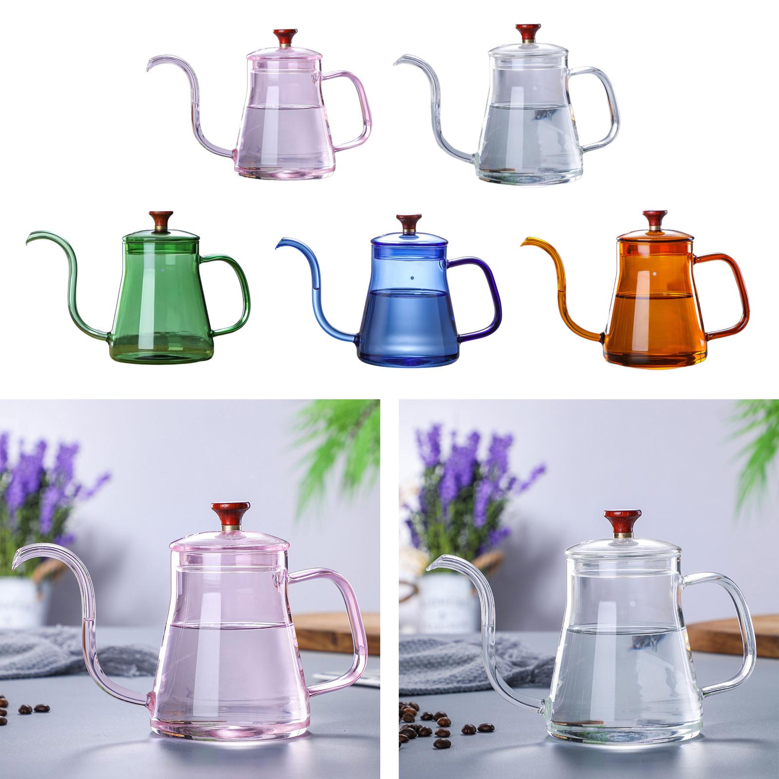 Glass Tea Pour Over Kettle with Lid for Drip Coffee Hand-Made Coffee and Tea