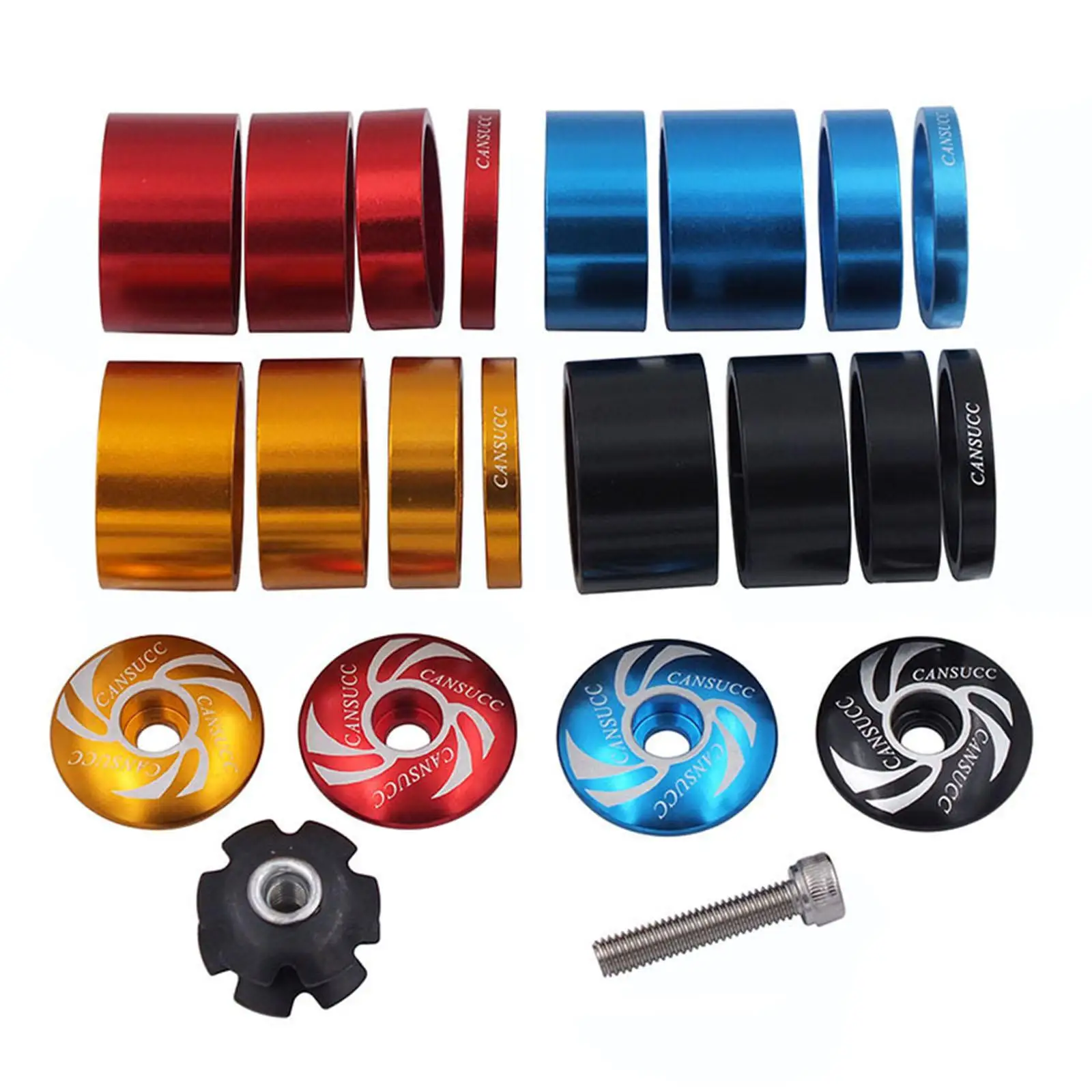 4 Pieces/set  Earphone Washer  Front Fork Stem Washer set four Colors 5/10/15/20mm Aluminum Alloy  Stem Washers