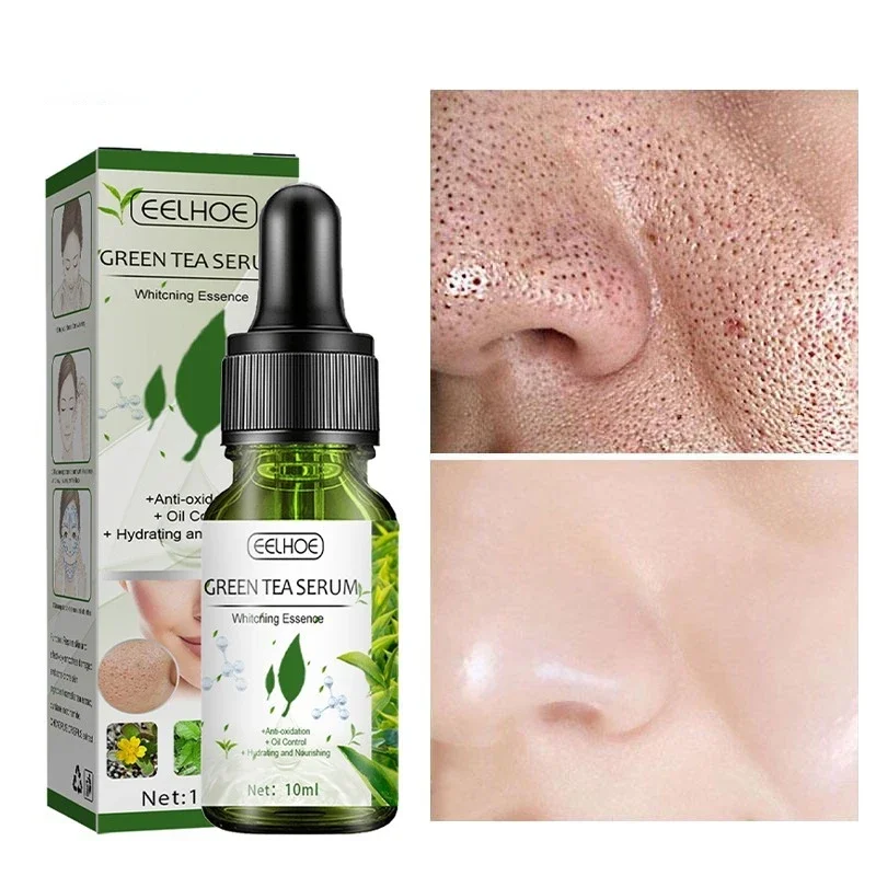 Best of Pore Shrink Face Serum Green Tea Oil Control Remove Dark Spots Improve Acne Blackheads Dry Skin Firm Care Korean Cosmetics 10ml Reviews & Tips