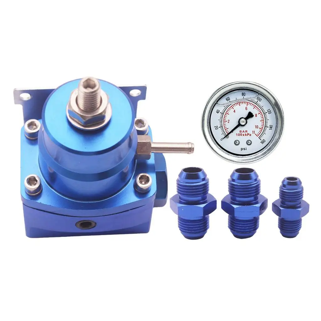 Fuel Pressure Regulator with Gauge AN8 Feed & AN6 , 1/8`` NPT Gauge Port  for Turbo or Supercharged Engines