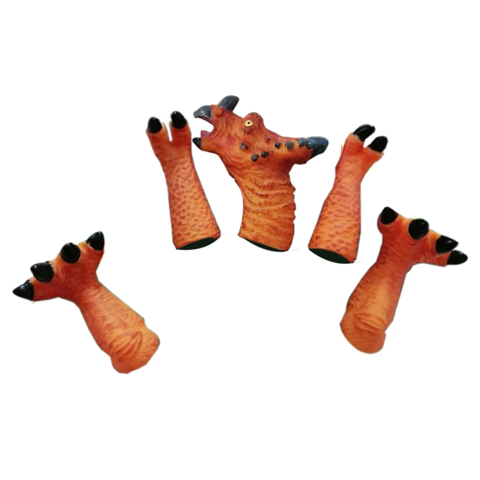 5x Dinosaur Finger Puppets Toys Realistic Animal Heads Finger Toys for Kids Children Easter Basket Stuffers Early Educational