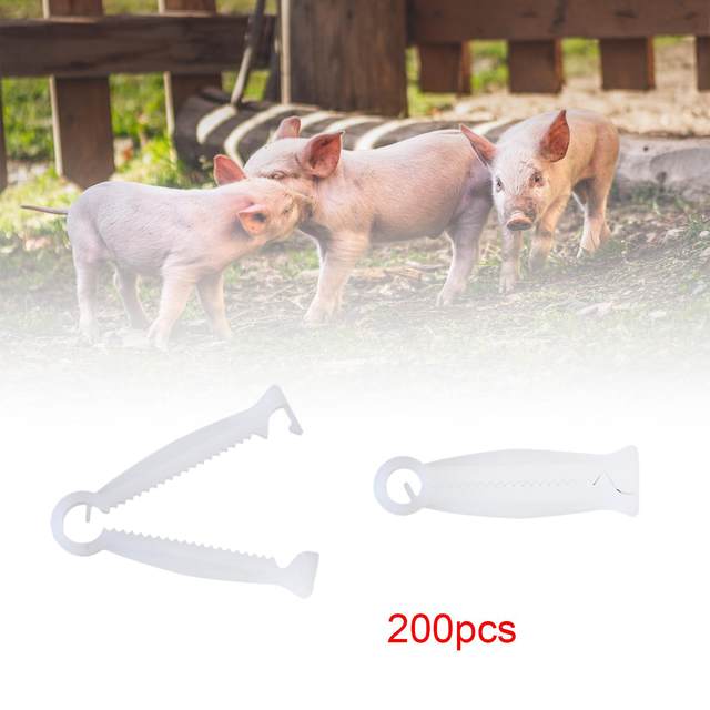 200Pcs Pig Umbilical Cord Clip Multipurpose Practical Portable Navel Cord Clamp for Pet for Sheep Pigs Farming Pet Animals sheep