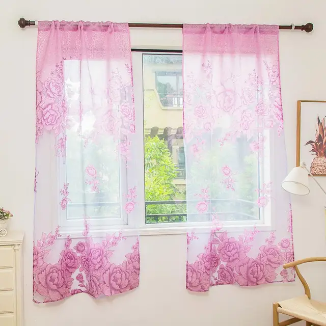 Living Room Kitchen Curtain Sheer Window Balcony Modern Luxury Flower  Printed Sheer Tulle Voile Curtain - AliExpress