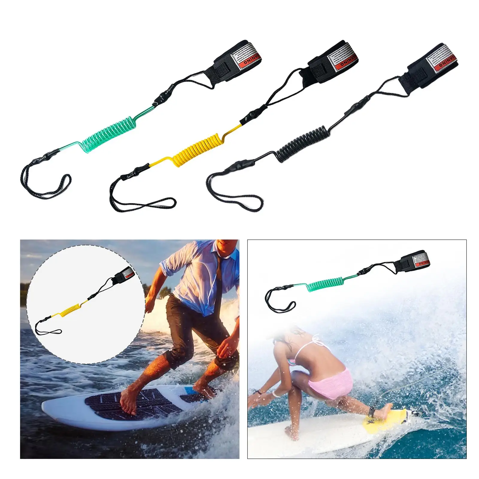 Surfboard Leash, Safety Leash Cord, surf Leash, Adjustable Coiled Paddle Board Rope for Surfing Water Sports Accessories
