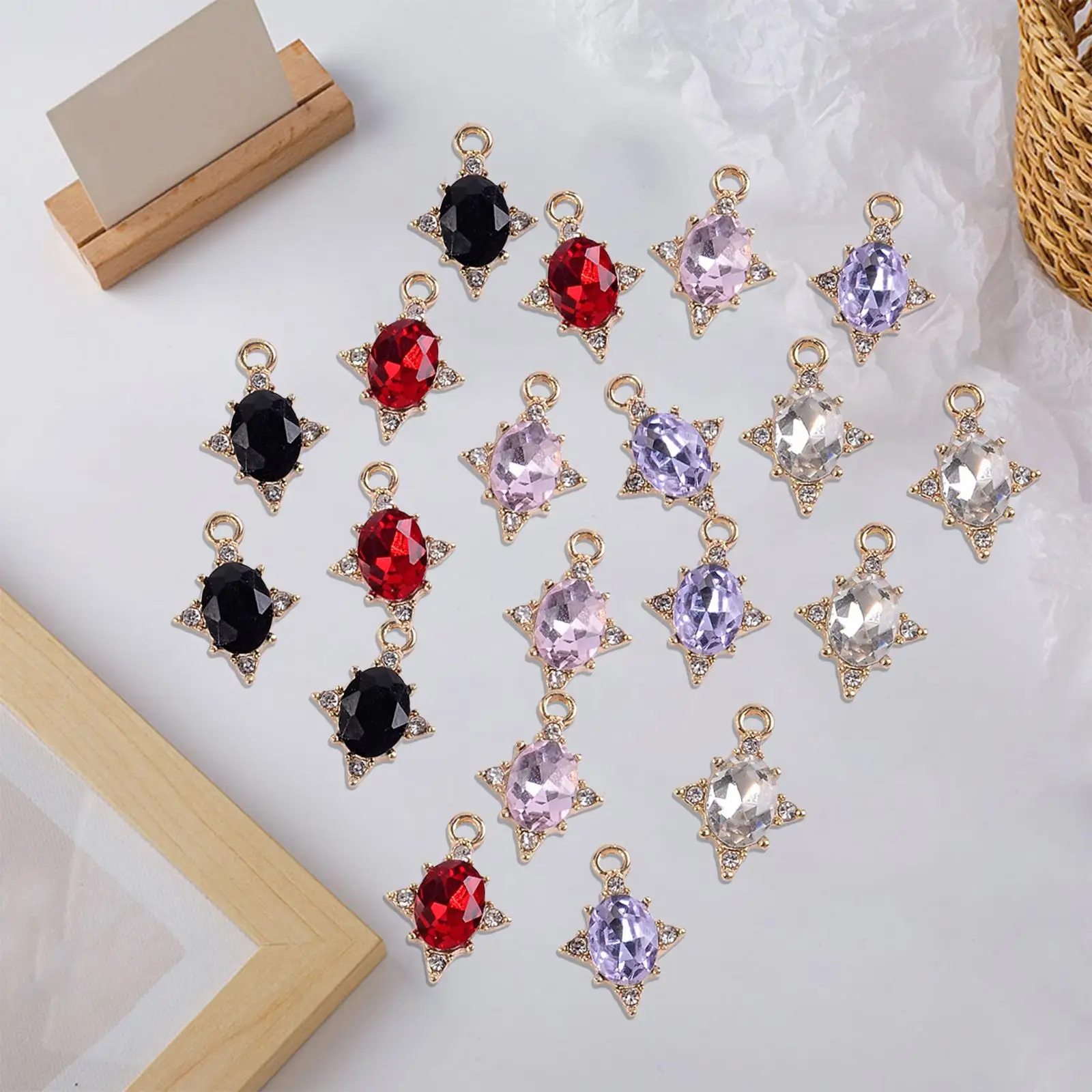 20x Mini Rhinestone Charms Pendants for Jewelry Making Garment Embellishment
